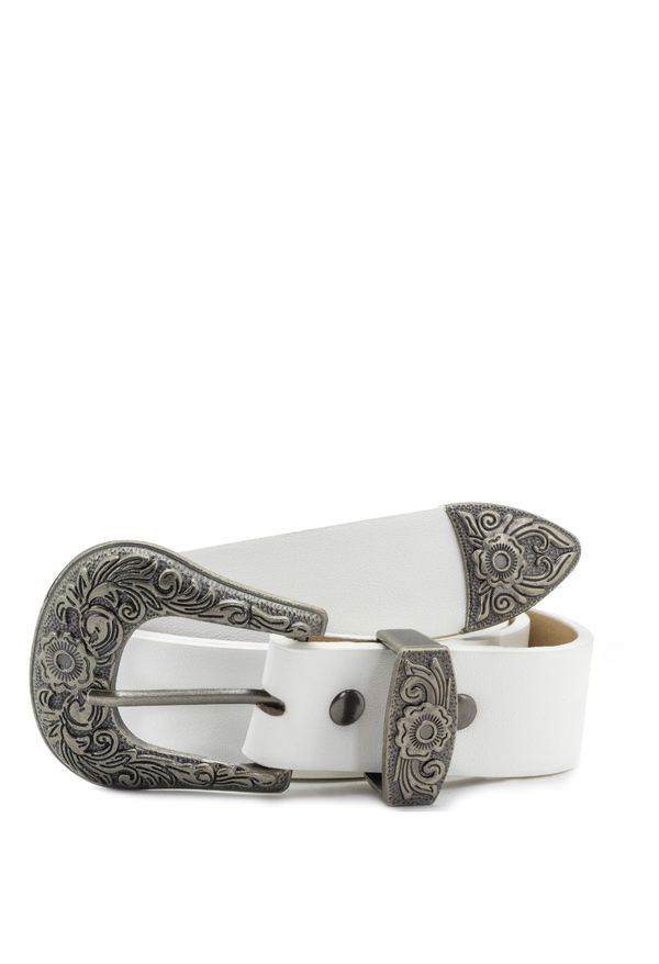 Correa Hebilla Grabada Con Diseño Floral
